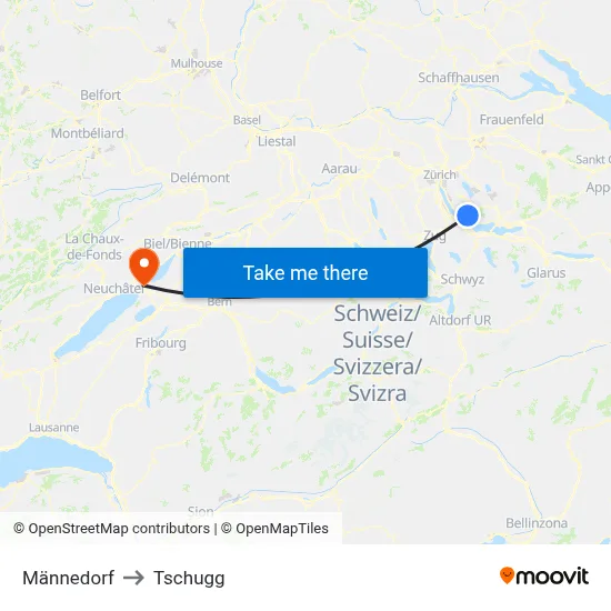 Männedorf to Tschugg map