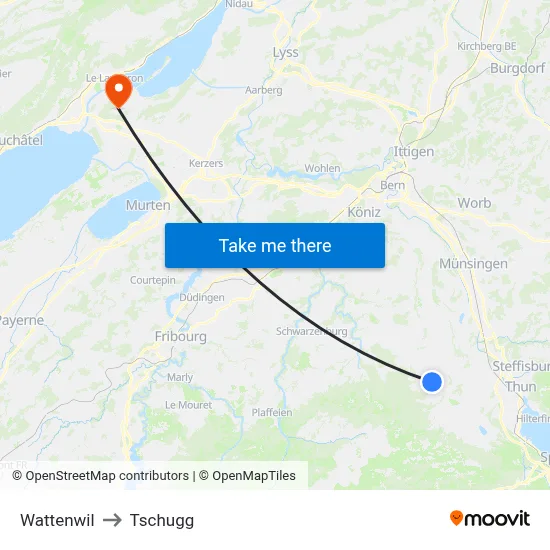 Wattenwil to Tschugg map