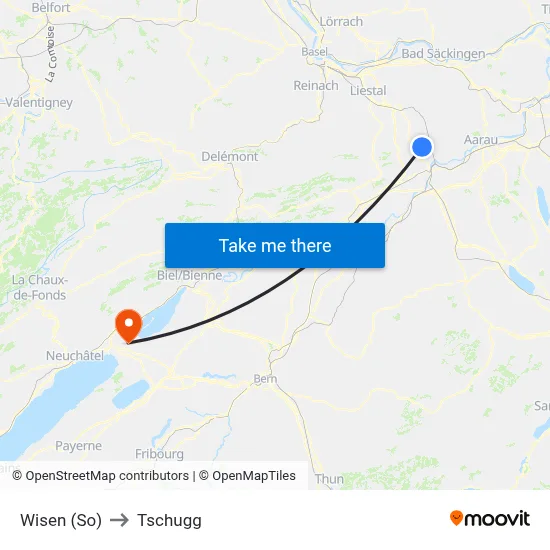 Wisen (So) to Tschugg map
