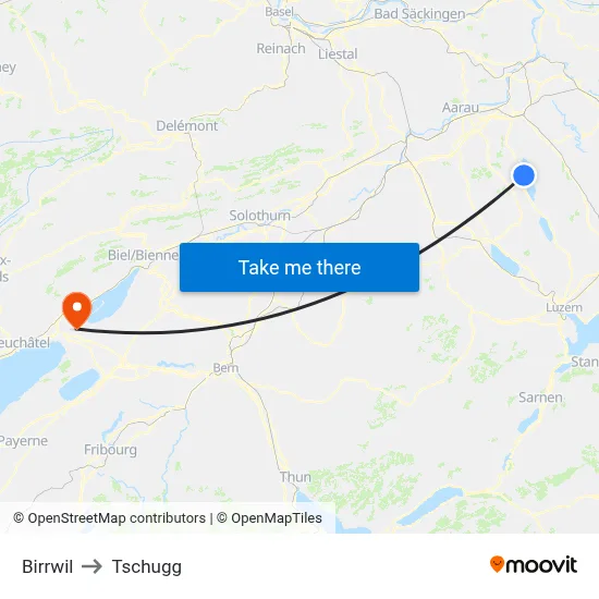Birrwil to Tschugg map