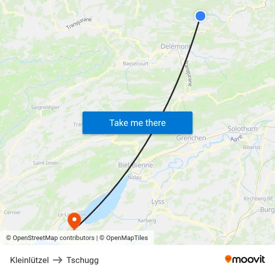 Kleinlützel to Tschugg map