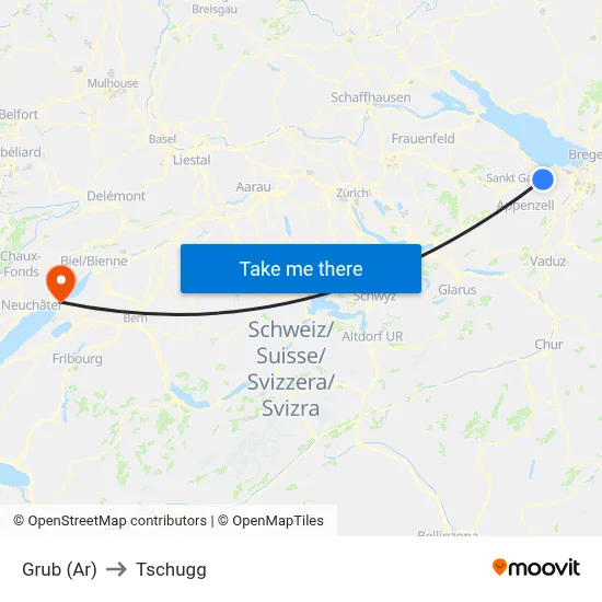 Grub (Ar) to Tschugg map