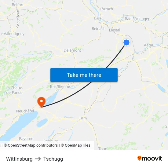 Wittinsburg to Tschugg map