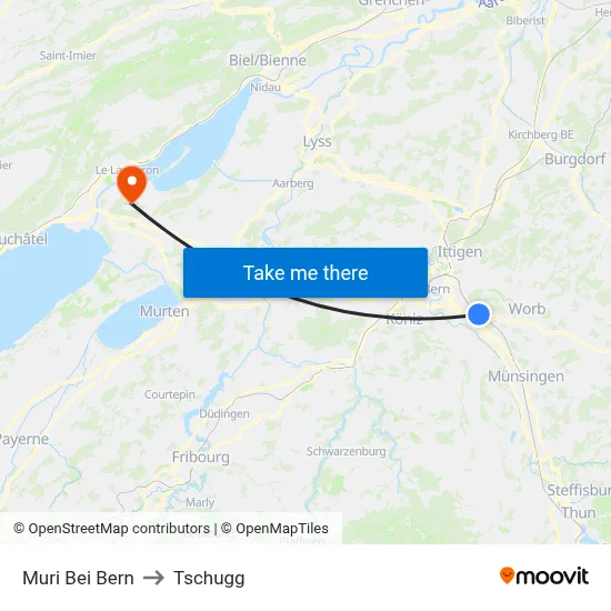 Muri Bei Bern to Tschugg map