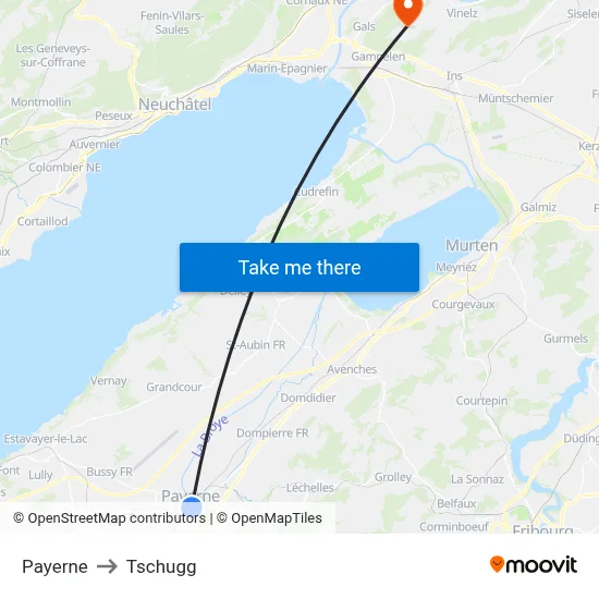 Payerne to Tschugg map