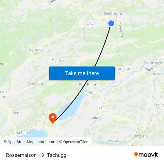 Rossemaison to Tschugg map
