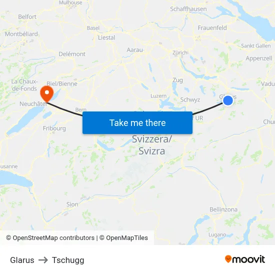 Glarus to Tschugg map