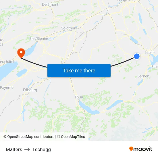 Malters to Tschugg map