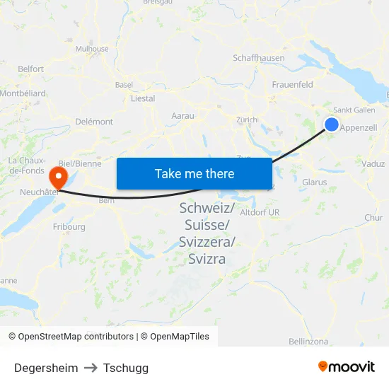 Degersheim to Tschugg map