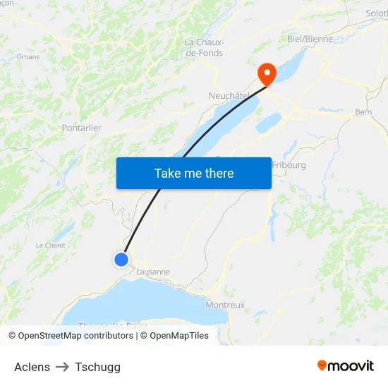 Aclens to Tschugg map