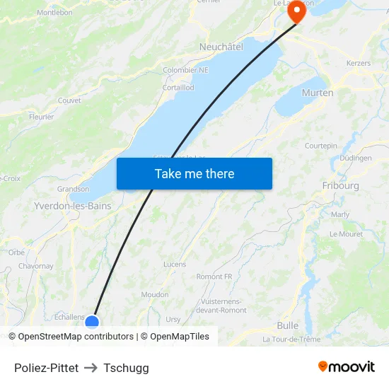 Poliez-Pittet to Tschugg map