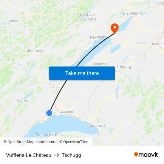 Vufflens-Le-Château to Tschugg map