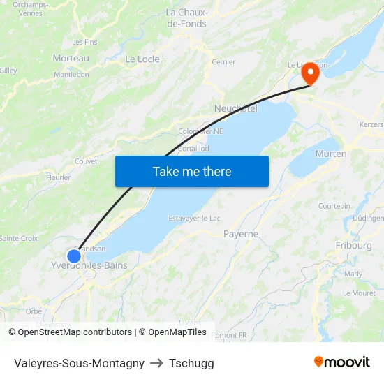 Valeyres-Sous-Montagny to Tschugg map