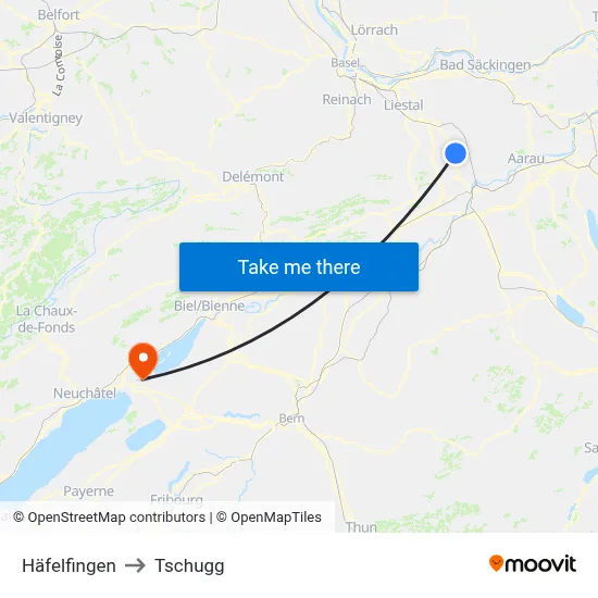 Häfelfingen to Tschugg map