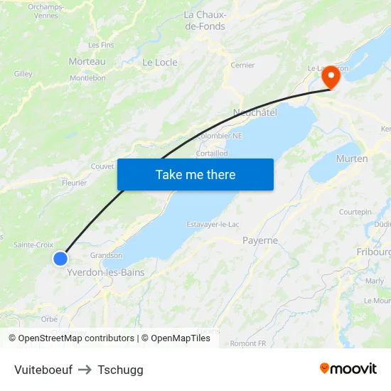 Vuiteboeuf to Tschugg map