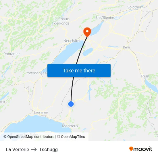La Verrerie to Tschugg map