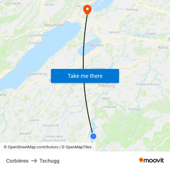 Corbières to Tschugg map