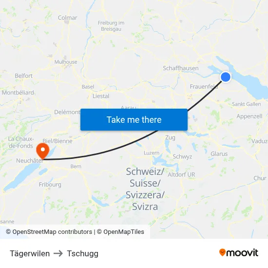Tägerwilen to Tschugg map