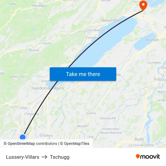 Lussery-Villars to Tschugg map