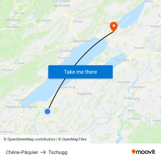 Chêne-Pâquier to Tschugg map