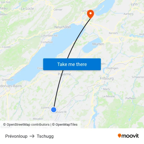Prévonloup to Tschugg map