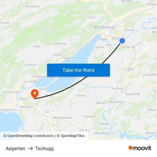 Aegerten to Tschugg map