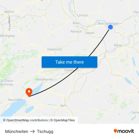 Münchwilen to Tschugg map