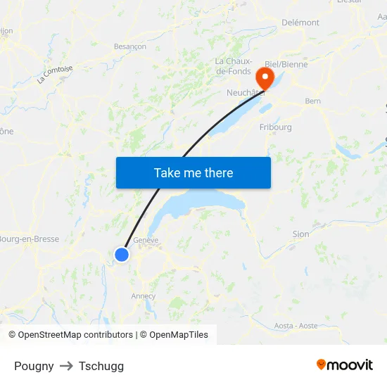 Pougny to Tschugg map