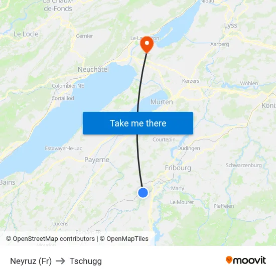 Neyruz (Fr) to Tschugg map