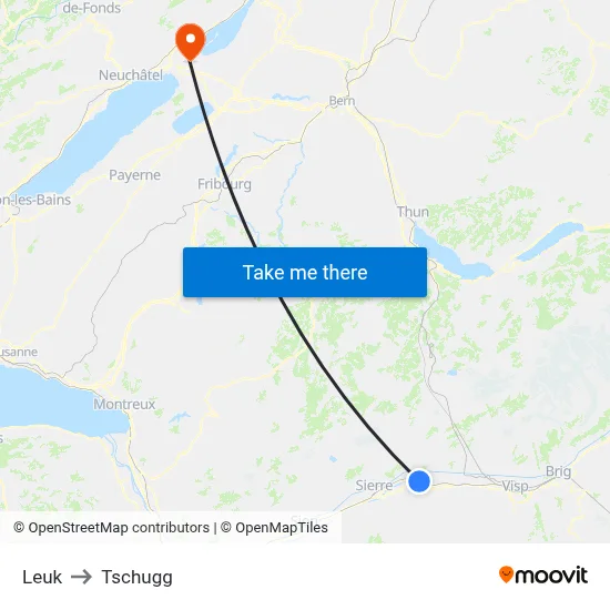 Leuk to Tschugg map
