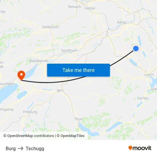 Burg to Tschugg map
