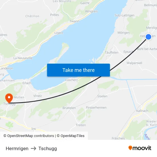 Hermrigen to Tschugg map