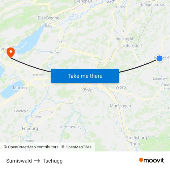 Sumiswald to Tschugg map