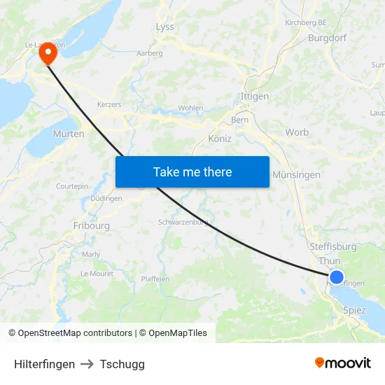 Hilterfingen to Tschugg map