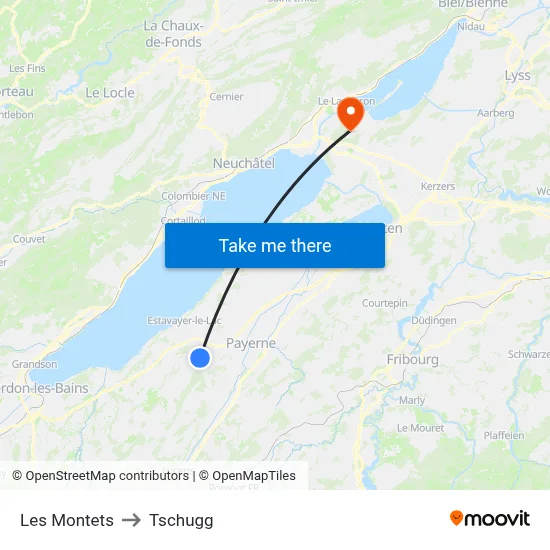 Les Montets to Tschugg map