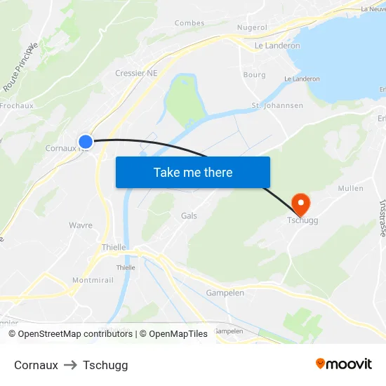 Cornaux to Tschugg map