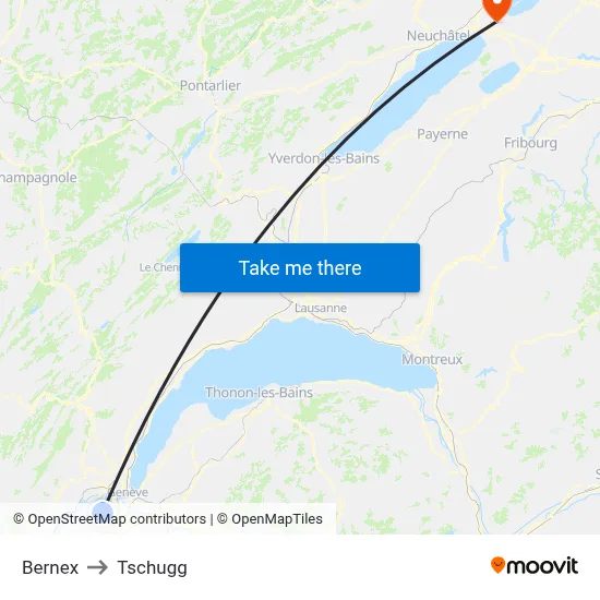 Bernex to Tschugg map
