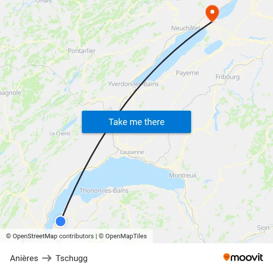 Anières to Tschugg map