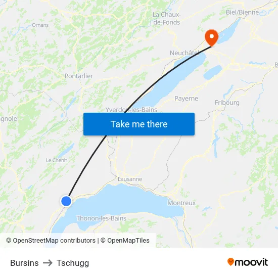 Bursins to Tschugg map