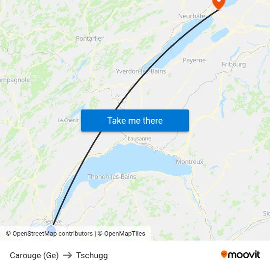 Carouge (Ge) to Tschugg map