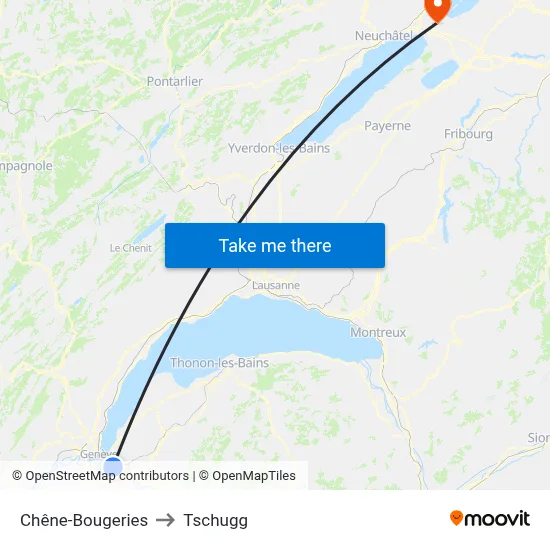 Chêne-Bougeries to Tschugg map
