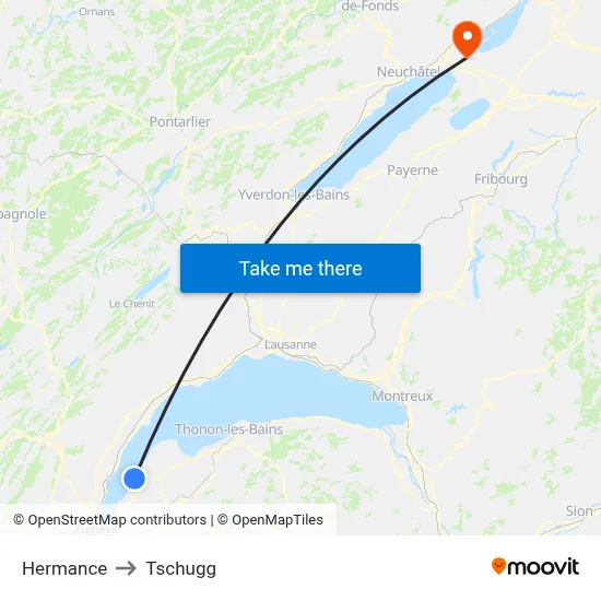 Hermance to Tschugg map