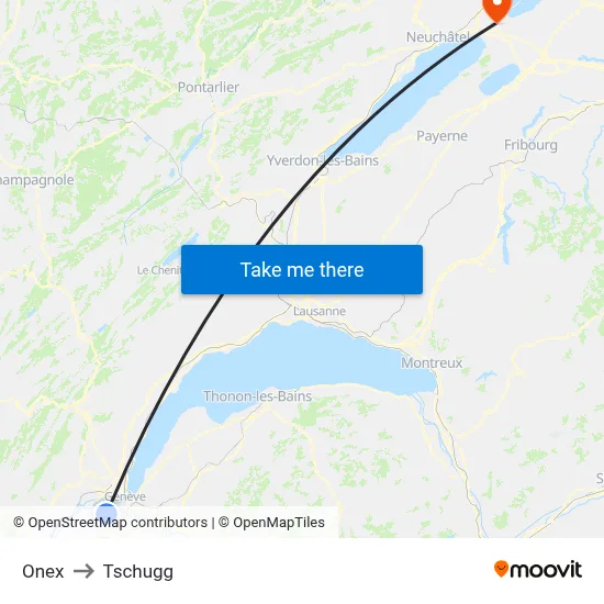 Onex to Tschugg map