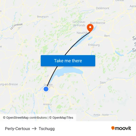Perly-Certoux to Tschugg map