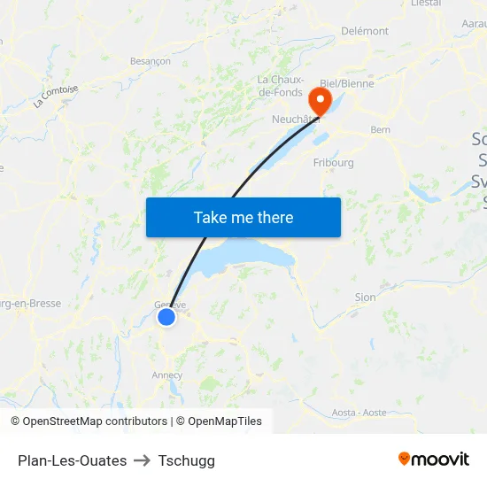 Plan-Les-Ouates to Tschugg map
