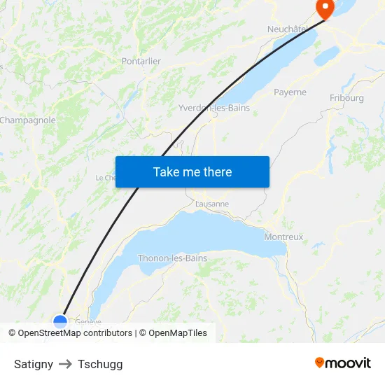 Satigny to Tschugg map