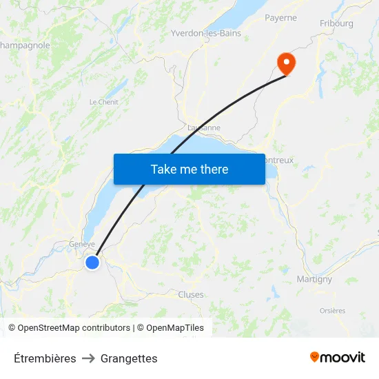 Étrembières to Grangettes map