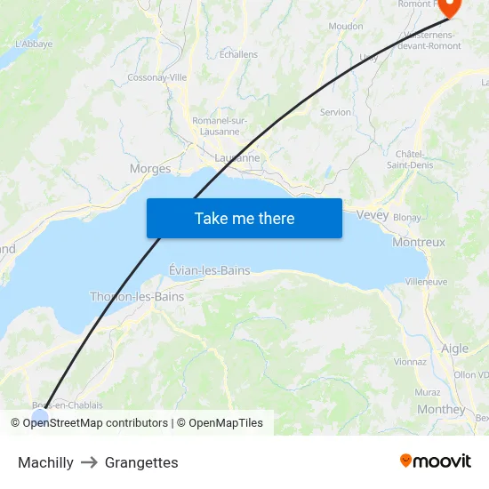 Machilly to Grangettes map