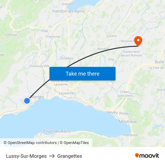 Lussy-Sur-Morges to Grangettes map