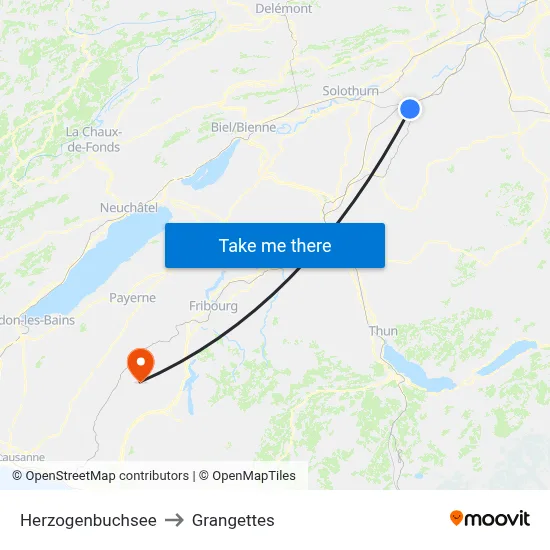 Herzogenbuchsee to Grangettes map